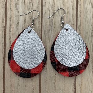 New! | Handmade Faux Leather Earrings Double
